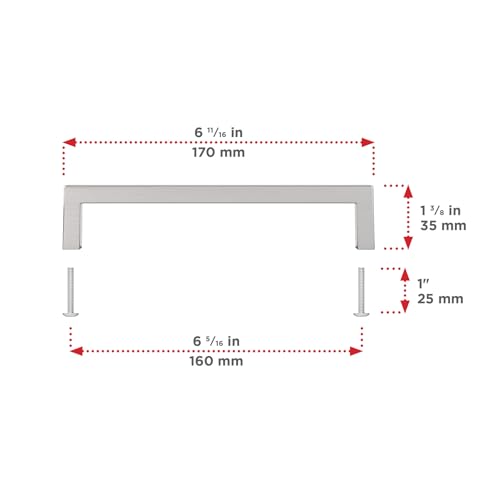 Image of Richelieu Lambton 6 5 /16-inch (160 mm) Brushed Nickel Cabinet Pull Handle