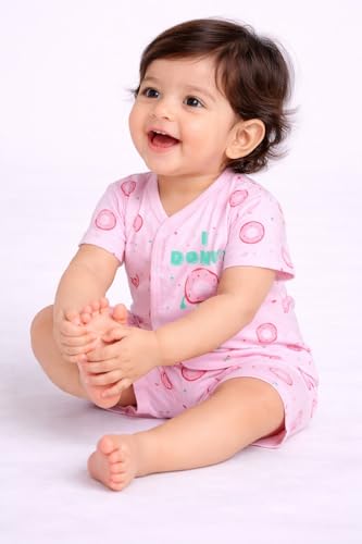 Image of Chandrika Baby Boys & Girls Regular Fit 100% Cotton Half Sleeve Jhabla & Shorts Set Pack of 3
