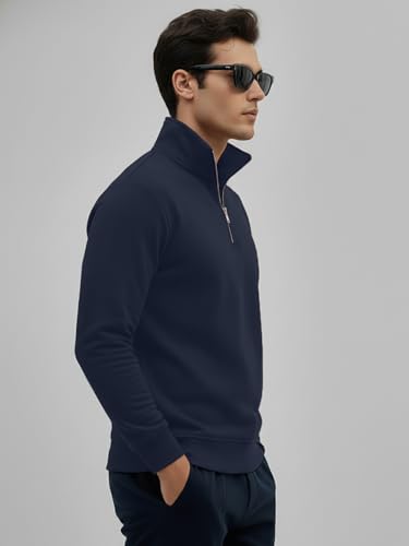 Image of LEOTUDE Men High Neck Zipper Full Sleeve Cotton Knitted Winter Sweater for Man (Color Black)