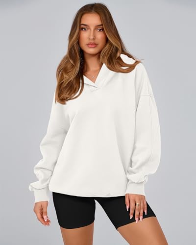 BTFBM Women's Oversized Hoodies Casual Fleece Long Sleeve V Neck Sweatshirts 2025 Trendy Fall Outfits Winter Clothes