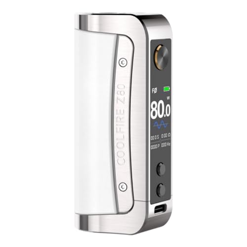 Velocità di accensione 0,003 s, Box CoolFire Z80 Mod adotta la modalità FØ per prolungare la durata della coil e ravvivare gli aromi utilizzando la corrente alternata (ACM) per produrre una forma d'onda che scorre continuamente mentre si svapa. Attiva il refresh, rivitalizza i sapori e prolunga la durata della coil