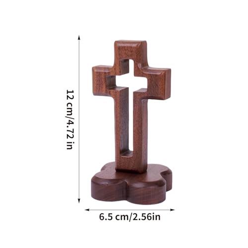 Cruz de madera decorativa con base para centro de mesa de Cristo 5
