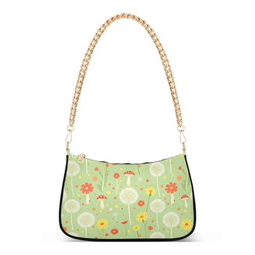 Sac à main vert motif pissenlit à poches multiples pour femme