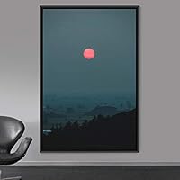 Framed Canvas Wall Art Moon Astronomy & Space Bedroom Colorful Contemporary Moon Multicolor Photography - 16x24 inches