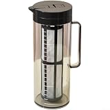 Runder Kunststoffkrug mit Klappdeckel und feinem Netzfilter für Eistee, Saft und Infused Water Preparation, 1800 ml, auslaufsicheres Design (B)