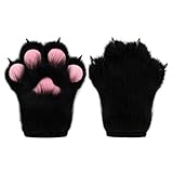 HAOAN Furry Faux Fur Fox Cat Paws Gloves Animal Fursuit Mittens Halloween Christmas Cosplay Costume Props