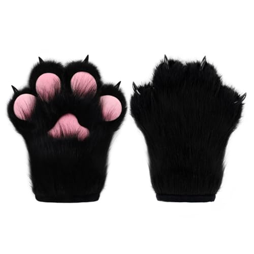 HAOAN Faux Fur Fox Cat Paws Gloves Cosplay Costume Props