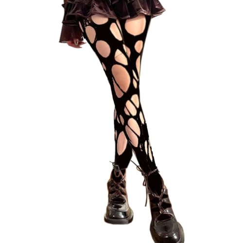 Image of Fishnet Stocking for Women Mesh Stockings Pantyhose Lolita Gothic Punk Ripped Mesh Stockings Sexy Hosiery PWZ04