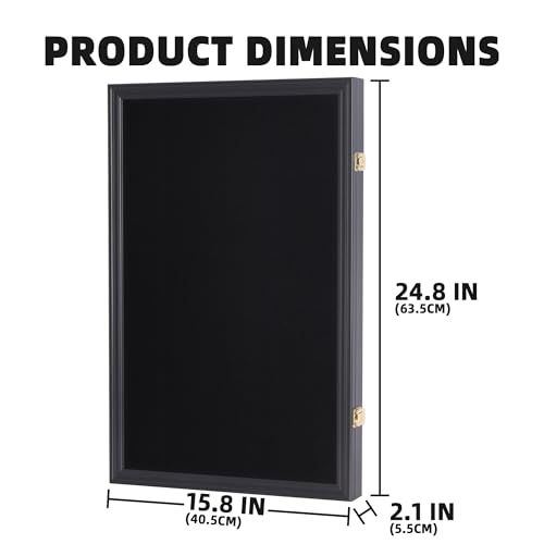 Image of Large Pin Display Case - 25 X 16 Pin Collection Display with 98% UV Protection Acryliic Door for Military Medals, Beach Tags, Jewelry Pins, Pin Gift, Insignia Ribbons, Pin Enthusiast Collectibles