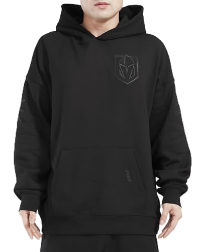 Sudadera NHL hombre negra con capucha y manga drop shoulder de felpa