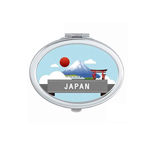 Japan Mount Red Sun Rail Train Temple Mirror Portable Fold Hand Makeup Double Side Glasses image 2