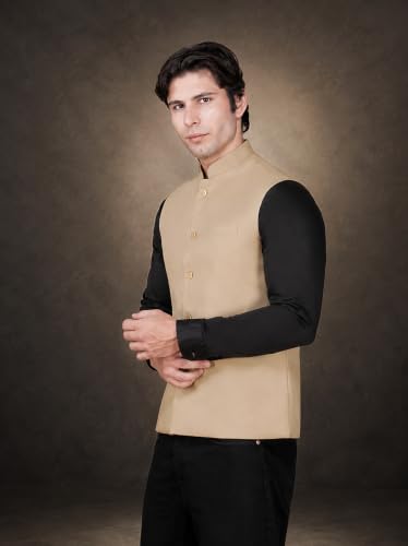 Image of Vastraa Fusion Bandi Modi Koti, Nehru Jacket for Men, Cotton Waistcoat for All Occasion: Diwali, Wedding, Ethnic, Office Party, Formal & casual Look