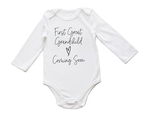 First Great Grandchild Coming Soon Baby Bodysuit Surprise Infant Pregnancy Reveal Gift Cute Announcement Romper