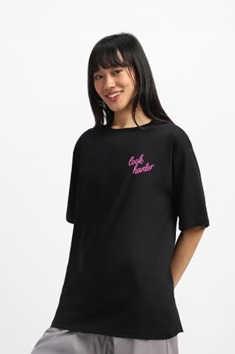 Image of JUNEBERRY 100% Pure Cotton Oversized Baggy Fit Official Disney Merchandise Cool & Goofy Graphic Printed T-Shirt for Women (Characters: Moana, Pooh & Lion King)