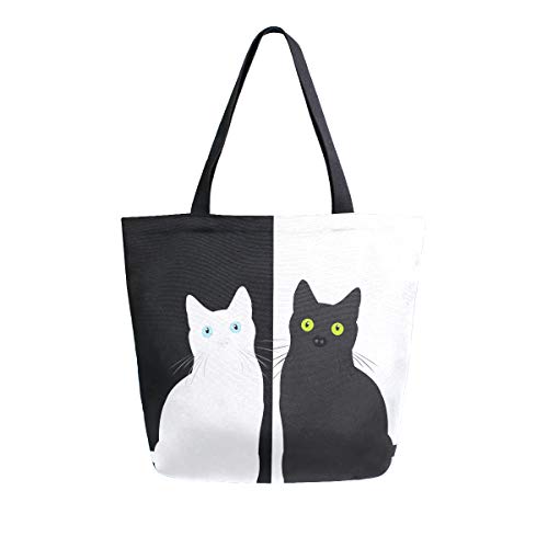 Schwarze und weiße Katzen-Einkaufstasche,...