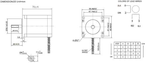 Nema 23 Stepper Motor 2.8A 1.9Nm (269oz.in) 76mm Length with 8mm Shaft for CNC Mill Lathe Route