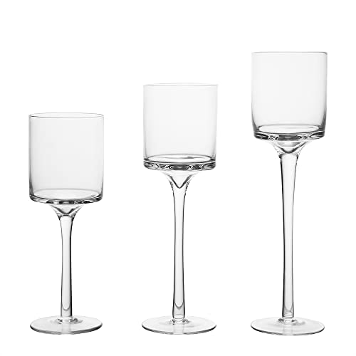 3Pcs A Set Elegant Tea Light Glass Candle Holders Wedding Table Centrepiece Suitable for Candles Under 6cm (2.36