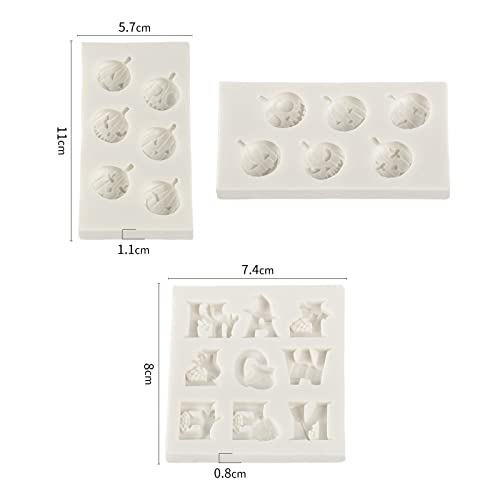 3Pcs Halloween Silicone Molds, Halloween Chocolate Candy Mold, Silicone Fondant Molds For Diy Chocolate, Cake, Pudding, Ice Cream, Epoxy Resin Mould (Pumpkin,Alphabet Molds With 60 Candy Bags) #TOP6