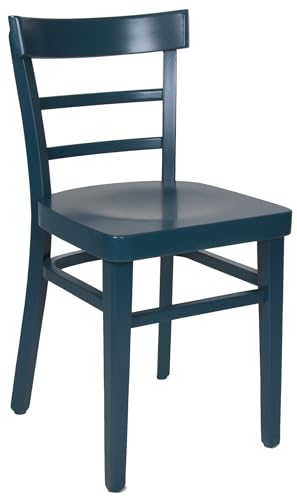 ERIDES Chaises de cuisine et salle à manger Structure robuste en bois de hêtre, laqué coloré et assise en bois (bleu océan bleu)