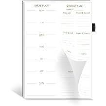 Weekly Meal Planner and Grocery List Magnetic Notepad. 10" x 7" Meal Planning Pad with Tear Off Shopping List. Family Dinner Menu & Meal Prep Plan. 52 Sheets