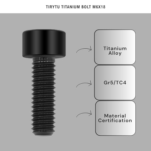 Image of Lightweight Titanium Bolts M6x18 Hex Socket Screws, Black, 6PC