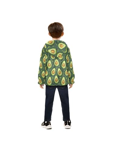 Green Avocado Cute Girls Fleece Jacket Girls Fall Jacket Boys Coats Zip Up Hoodie Children Sherpa Warm Outerwear 2-10T4