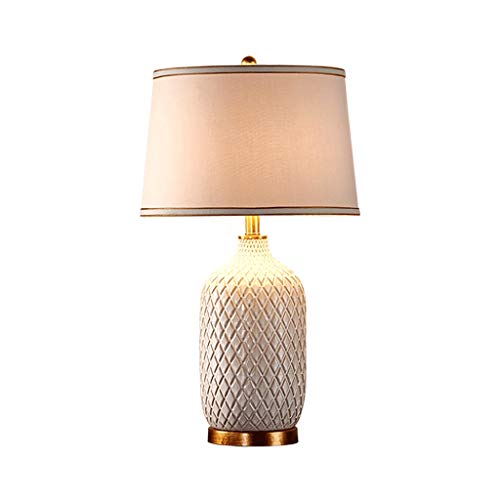 Lampada da tavolo Lampada da tavolo in ceramica moderna ed elegante, lampada da tavolo classica di lusso della camera da letto della famiglia del soggiorno (Colore : Interruttore di controllo remoto)