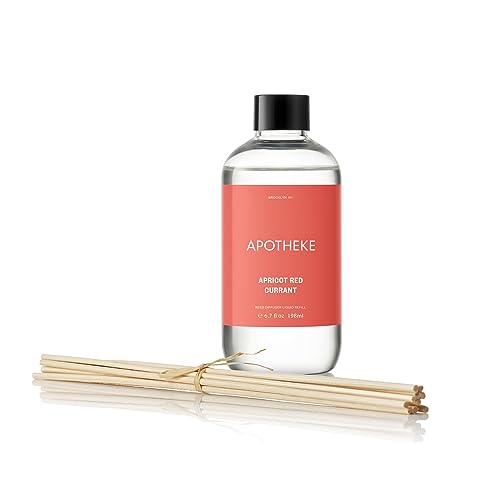 Apotheke Luxury Scented Oil Reed Diffuser Liquid Refill (Apricot Red Currant) - Premium Home Fragrance Diffuser Refill Set with Sticks