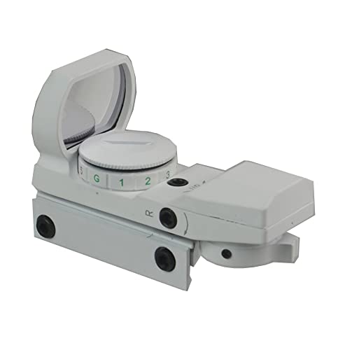 TWP Pure White Finish Reflex Dot Sight Scope, Red and Green Illumination and 4 Reticles, Weaver Picatinny Rail Mount Aluminum Structure