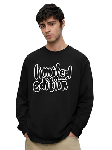 Image of LEOTUDE Oversized Full Sleeve Cottonblend Graphic Printed Round Neck Drop Shoulder Tshirt for Man (Color Mustard)