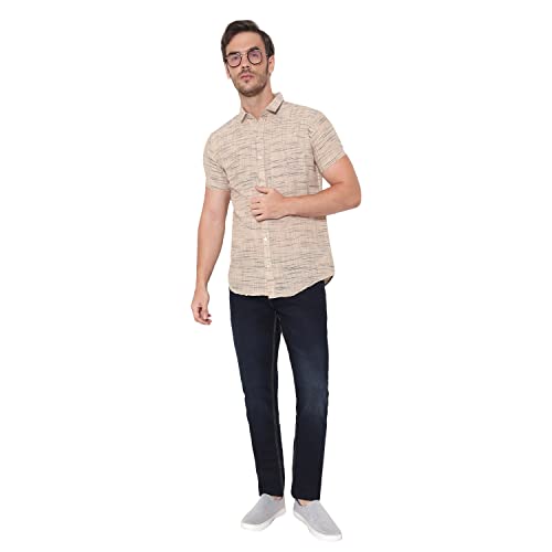 Image of LATEST CHIKAN Men's Cotton Blend Textured Half Sleeves Shirt