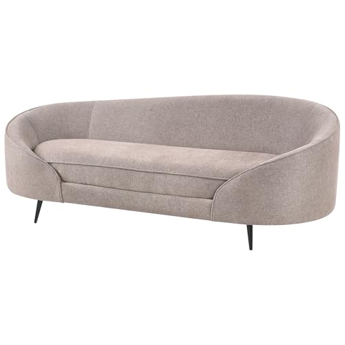 Beliani 3er Sofa Stoff braun gebogen oval mit schwarzen Metallbeinen Retro Savar – Bild 5