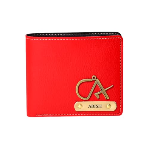 Image of TCG Personalized Name & Charm Leather Mens Wallet | Gifts for Men Husband Boyfriend Staff Employees Clients Colleagues Friend (Wine)