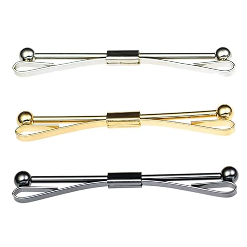 3PCS Mens Tie Clips Novelty Shirt Collar Clip - Gold,
