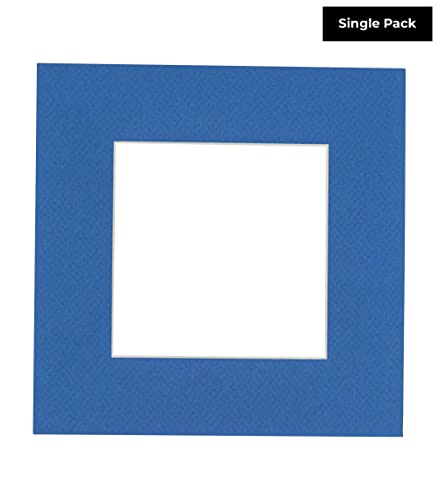 CountryArtHouse Royal Blue Acid Free 10x10 Square Picture Frame Mat with White Core Bevel Cut for 6x6 Pictures - Fits 10x10 Frame - Pack of 1 Matboard Show Kit with Acid Free Backing & Clear Bag