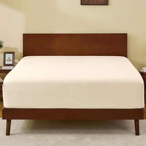 GOKOTTA King Size Fitted Sheet, Bottom Single Fitted Sheet Only with Elastic Corner Straps, Deep...