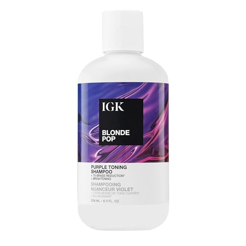 IGK BLONDE POP Purple Shampoo | Neutralizes Brass + Brightens Blonde | Toning Shampoo for Highlighted, Bleached & Color-Treated Hair | Vegan + Cruelty Free | 8 Oz