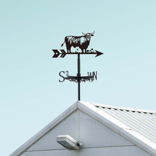 SUPERDANT Highway Cow Weather Vane Cute Cow Weathervanes Black Metal Wind Vanes Animal Weather Vanes Weathervane Garden Ornament for Farmhouse Garden Outdoor Yard Roof Shed - Image 4