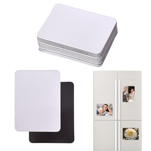 20 Piezas Imanes Refrigerador Blanco de Sublimación, Imanes Personalizados para Refrigerador, Pegatinas Magnéticas (5,5 cm x 7,5 cm)