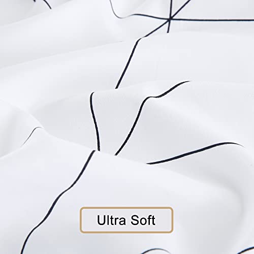 Image of Best Season Bed Sheet Set 4 Pieces -Full Size-Soft Durable Microfiber Bedding Sheet Set,Deep Pocket,Stain,Fade & Wrinkle Resistant(Geometric White)