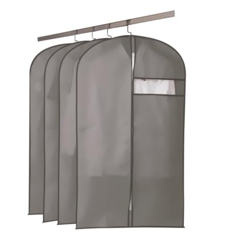 Clothes Cover 4pcs Garment Bag with Clear Window Travel Suit Bag for Clothes Hanging Storage Suit Bags (Color : Grey, Size : 60 * 90cm)
