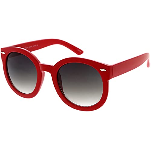 Image of zeroUV - Round Retro Oversized Sunglasses for Women with Colored Mirror and Neutral Lens 53mm