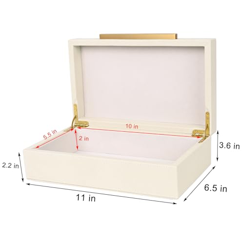 XIGEXIGE Beige Shagreen box Faux Leather Decorative Boxes,Keepsake And Memory Storage Decorative Boxes with Lids for Modern Home Decor Jewelry Box Organizer by XIGEXIGE - Image 4