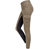 Vollbesatz ELT Damen Reithose Vollbesatz Cargo EDDA HIGH Waist Schokobraun/schwarz 36