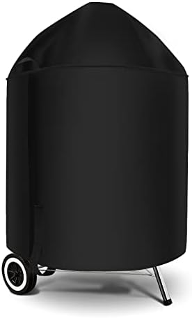 SunPatio Heavy Duty Waterproof Grill Cover Compatible for Weber, Big Green Egg, Char-Broil 22 Inch Charcoal Kettle Grills, Outdoor FadeStop BBQ Grill Cover, Compared to Weber 7150, 27.5" Dia x 38" H