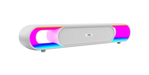 Image of TAG Kolors 16W Portable Wireless Bluetooth Speaker with Dynamic Stereo Sound | Customizable RGB LED Lights | TWS Feature | Supports Micro SD Cards, FM, USB | Comes with Inbuilt Mic (White)