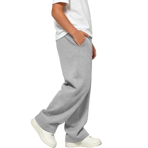 Boys Baggy Sweatpants Casual Fleece Straight Leg Sweat Pants With Pockets - image 4