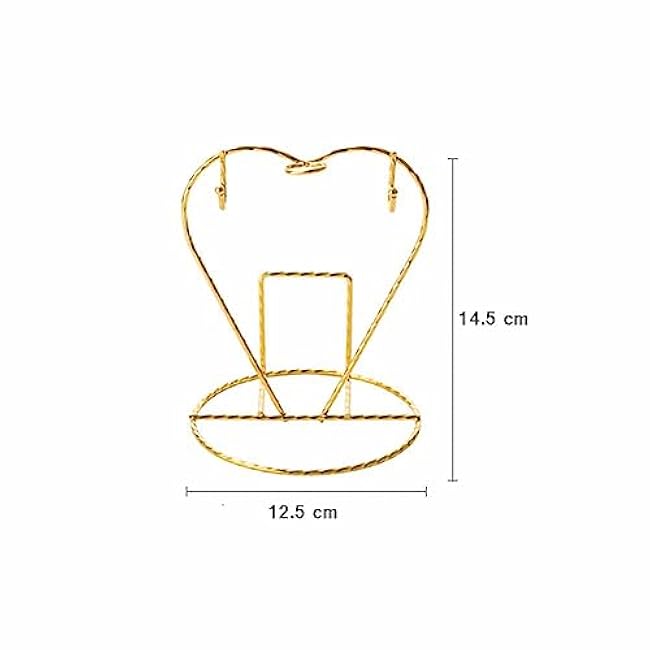 Tea Cup and Saucer Stand Heart Shaped Teacup Display Easel Holder Metal Desktop Coffee Mug Organizer Plate Storage Rack, 1 Piece (Gold)
