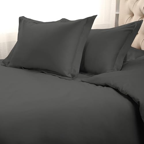 Superior Egyptian Cotton 1500 TC Duvet Cover Set - Luxurious Comforter Covers, Soft Bedding Essentials, Secure Button Closure, Includes 1 Duvet Cover & 2 Shams, King/California King, Grey
