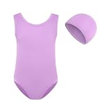 Monokini Mädchen Ärmellos Einteiliger Badeanzug Rundhals Breiten Träger Badeanzüge Stretch Monokini Sport Sommer Badebekleidung Leicht Schwimmanzug Freizeit Hawaii Bademode Lila 120